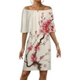 thumbnail image 1 of Japanese Cherry Tree Women's Off The Shoulder Ruffles Summer Wedding Guest Loose Casual Party Beach Dress, 1 of 9