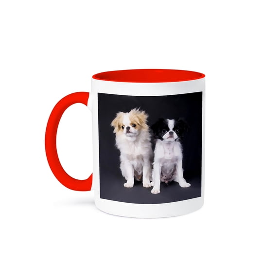 3dRose, Japanese Chin, 11oz Two-Tone Red Mug