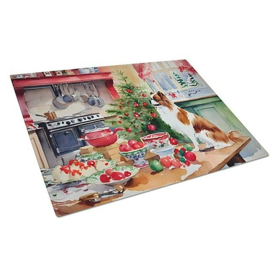 Japanese Chin Christmas Cookies Glass Cutting Board 12 in x 15 in