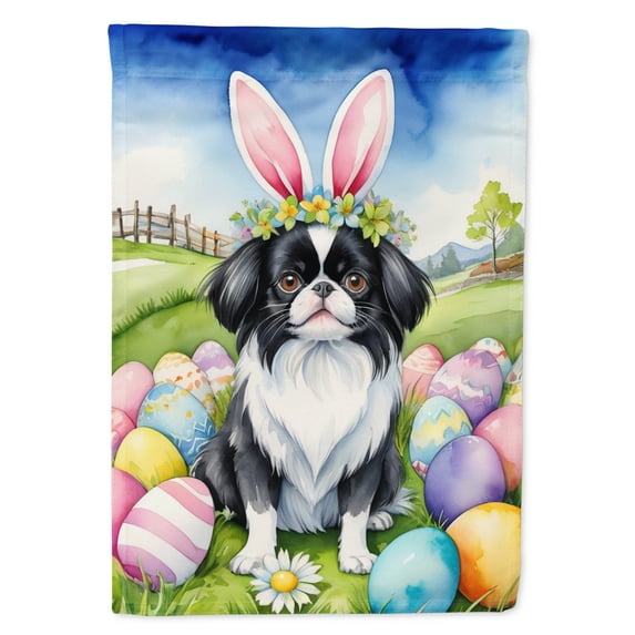 Japanese Chin Easter Egg Hunt Garden Flag 11.25 in x 15.5 in
