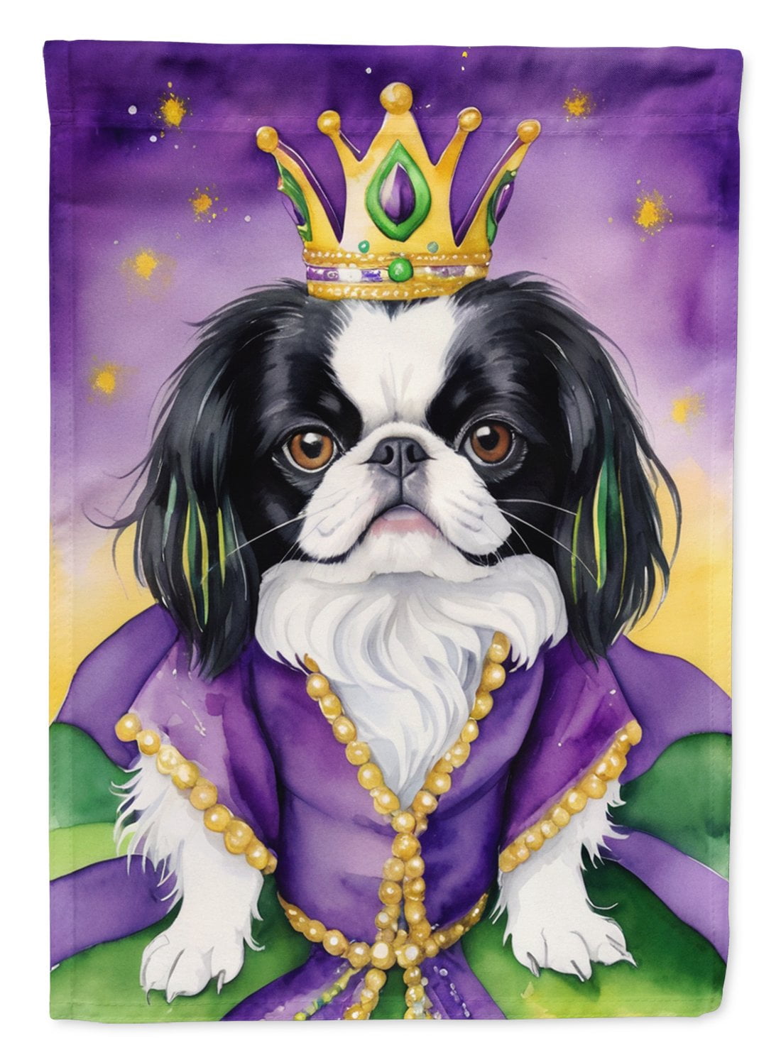 Japanese Chin King of Mardi Gras Garden Flag