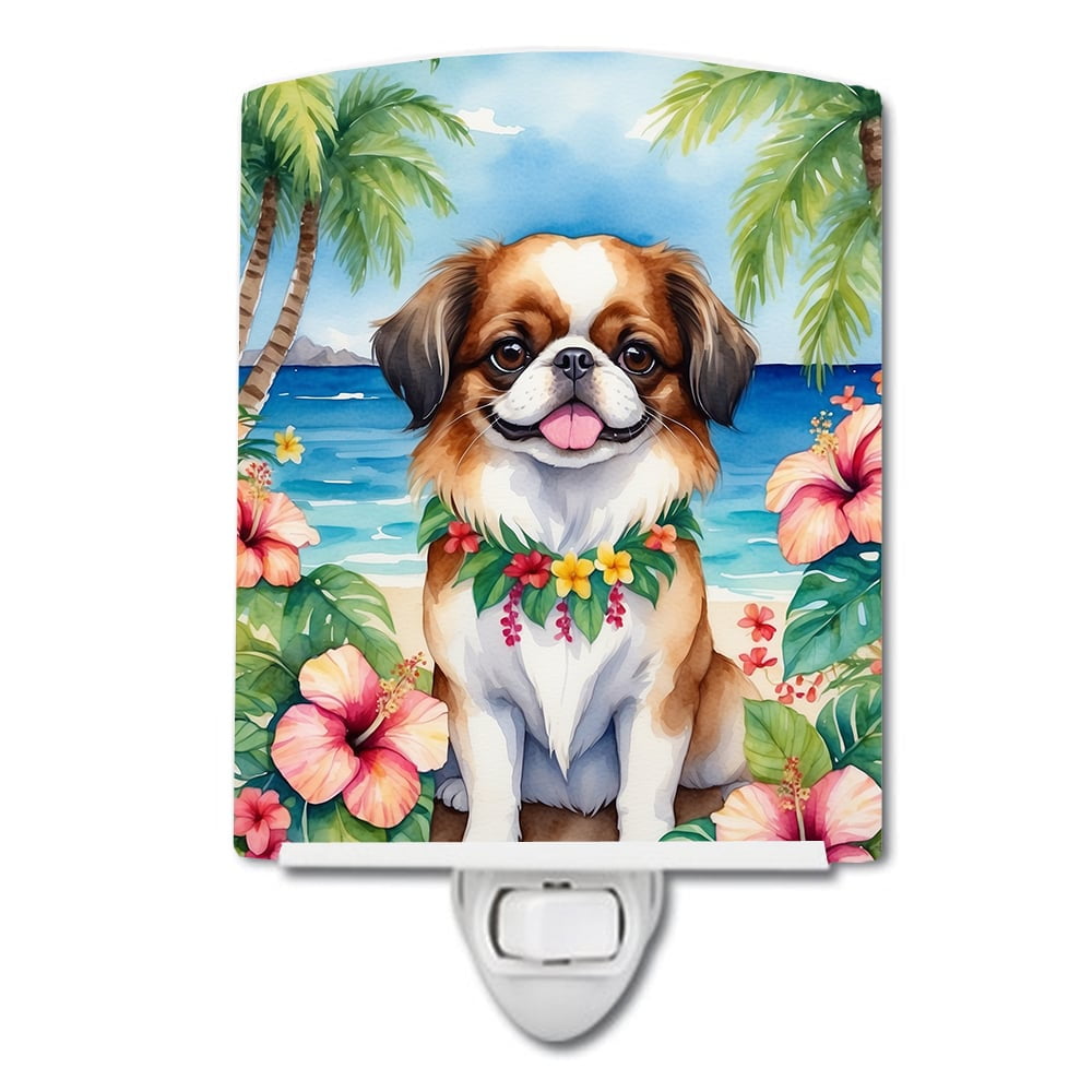 Japanese Chin Luau Ceramic Night Light 4 in x 6 in