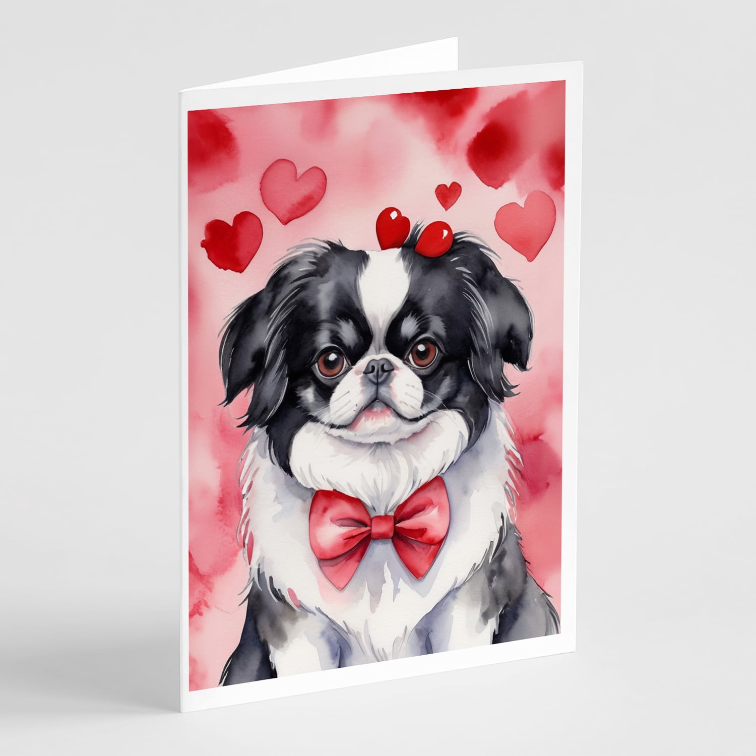Japanese Chin My Valentine Greeting Cards Pack of 8 7 in x 5 in