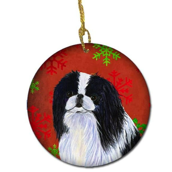 Japanese Chin Red Snowflakes Holiday Christmas Ceramic Ornament