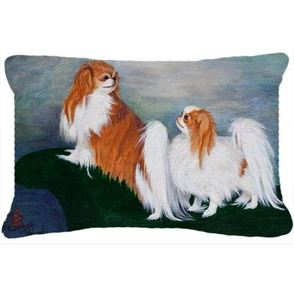 Japanese Chin Standing On My Tail Fabric Decorative Pillow