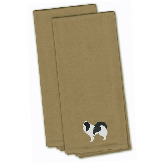 Japanese Chin Tan Embroidered Towel Set of 2