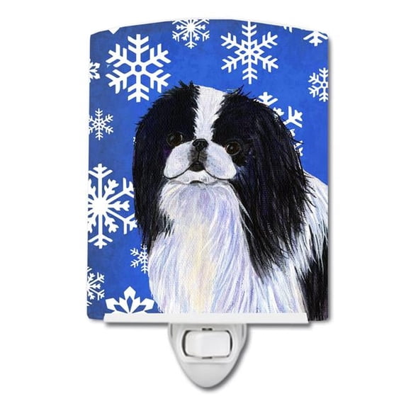 Japanese Chin Winter Snowflakes Holiday Ceramic Night Light