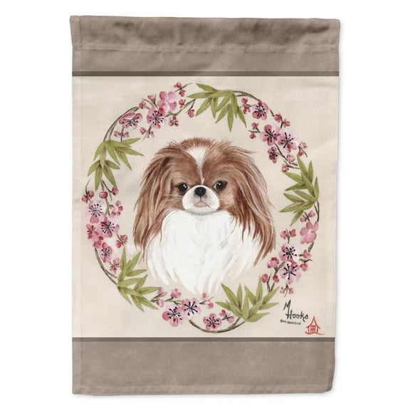 Japanese Chin Wreath of Flowers Flag Canvas House Size