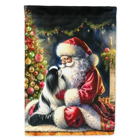 Japanese Chin and Santa Claus Garden Flag 11.25 in x 15.5 in