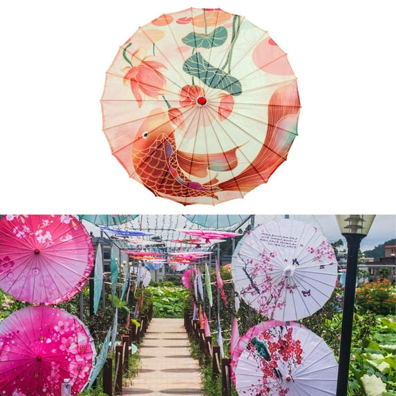 Japanese Chinese Classical Dance Umbrella Umbrella 32" Chinoiserie Decor Photo Props Handmade Oiled Paper Umbrella for Costumes Style C