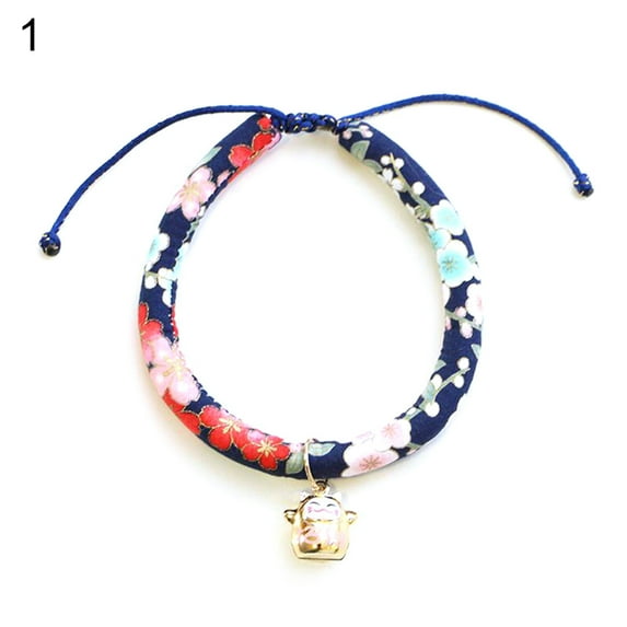 Japanese Chirimen Kitten Collar with Bell Japanese Kimono Cat Collar Japanese Style Adjustable Cat Collar with Fortune for Kitten Puppy Pet