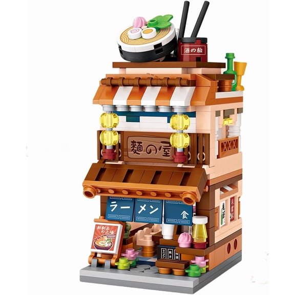 Japanese City Street View Ramen Shop, MOC Creative Mini Building Blocks House Set 412 pcs, Simulation Architecture Construction Toy, for Adults (1654)