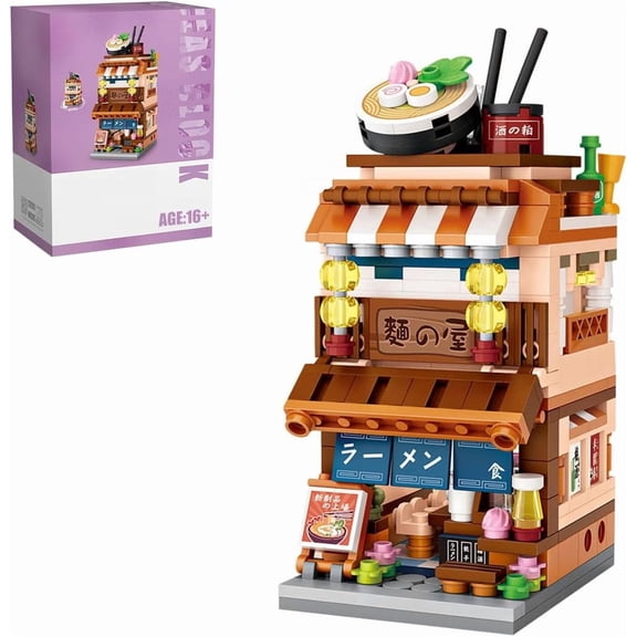 Aasimar Japanese City Street View Ramen Shop, MOC Creative Mini Building Blocks House Set 412 pcs, Simulation Architecture Construction Toy