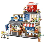 Japanese City Street View Takoyaki Shop, MOC Creative Mini Building Blocks House Set 722 pcs, Simulation Architecture Construction Toy, Gifts Idea for Kids Adults