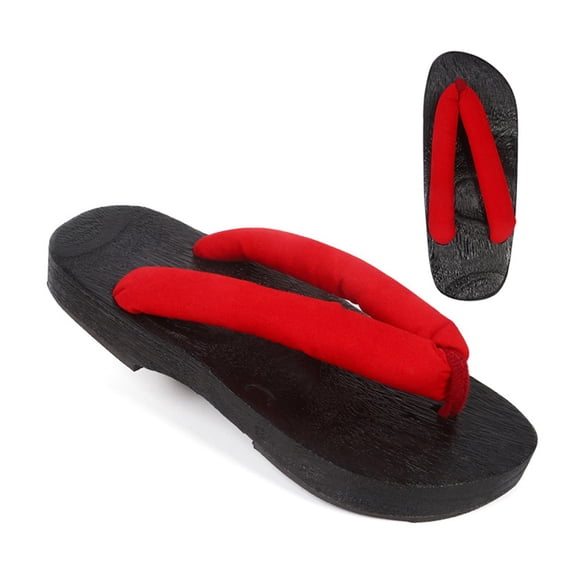 Japanese Clogs Geta Wooden Flip Flops Retro Sandals Slippers Shoes,Wooden Slippers Sandals Summer Beach Footwear,Flip Flops Shoes Anti-Skid Floral Mules Slippers Wooden Geta