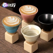 Japanese Coffee Cup Saucer Set Retro Ceramic Tea Cup Latte Espresso Pull Flower Cappuccino and more New Pottery Mug 100ml/3.5oz