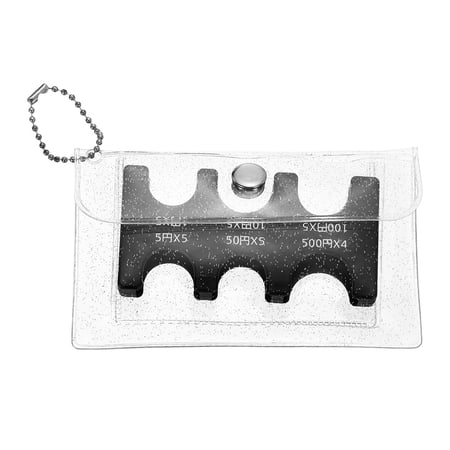 Japanese Coin Holder, Portable JPY Coin Organiser Dispenser 6 Slots with Glitter Pack for Japanese Yen Home Office, Black