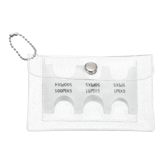 Japanese Coin Holder, Portable JPY Coin Organiser Dispenser 6 Slots with Glitter Pack for Japanese Yen Home Office, White
