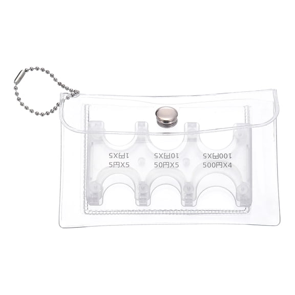 Japanese Coin Holder, Portable JPY Coin Organiser Dispenser 6 Slots with Pack for Japanese Yen Home Office, Clear
