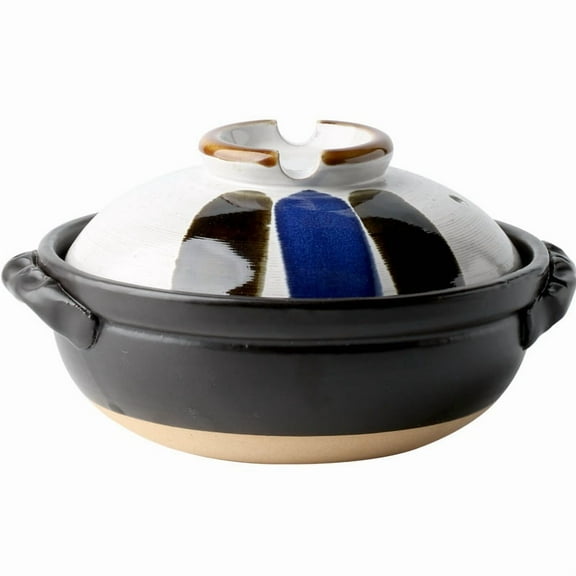 Japanese Colorful Donabe Ceramic Hot Pot,Heat Resistant Casserole With Lid,Small Round Earthenware Clay Pot, Japanese Kitchen Cookware,2L