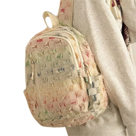 Japanese Colorful Ripped Denims Backpack for School Student with Large Capacity