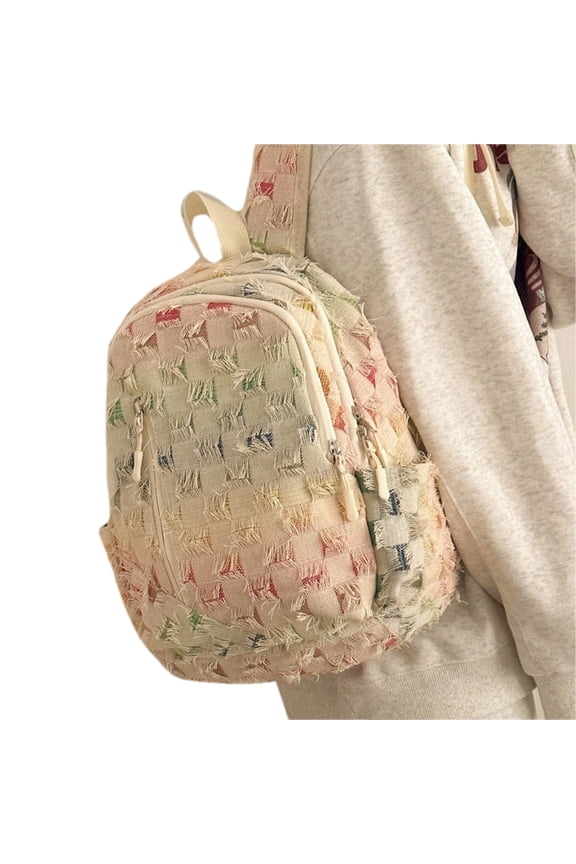 Japanese Colorful Ripped Denims Backpack for School Student with Large Capacity