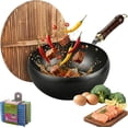 thumbnail image 1 of Japanese Cooking Cast Iron Pot, Hand-Forged Non-Stick Iron Pan with Lid, Durable Rust-Free Wok, 1 of 7