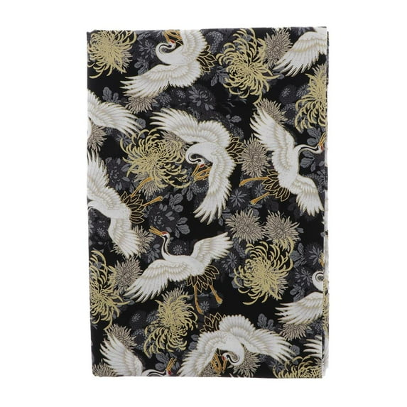Japanese Cotton Fabric Bronzing Quarters Fabric Bundles, Sewing Quilting Fabric, (Asian Vintage Style) for Home Decor, Pillow Covers, DIY Projects Chrysanthemum Black