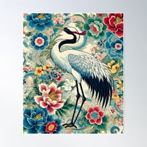 Japanese Crane Artwork Poster Wall Art, Modern Wall Decor For Living Room Bedroom, 8x12 UNFRAMED