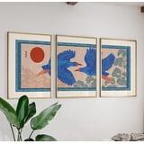Japanese Crane Sun Nature Classic Decor Poster, Set 3, Poster Only ...