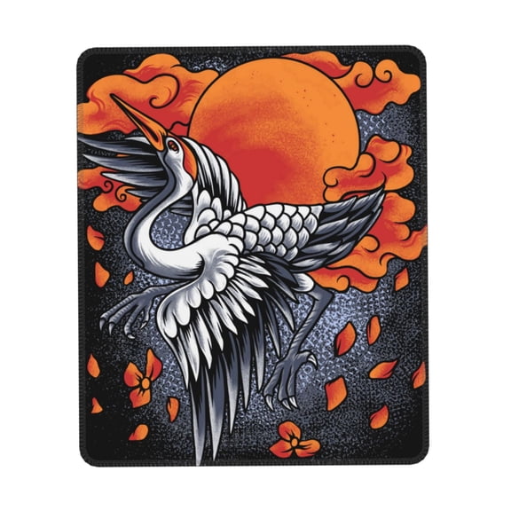 Japanese Cranes Art Gaming Mouse Pad 7 x 8.6 in Rectangle Computer Mousepad Mat Non-Slip Rubber Base for Office Laptop PC