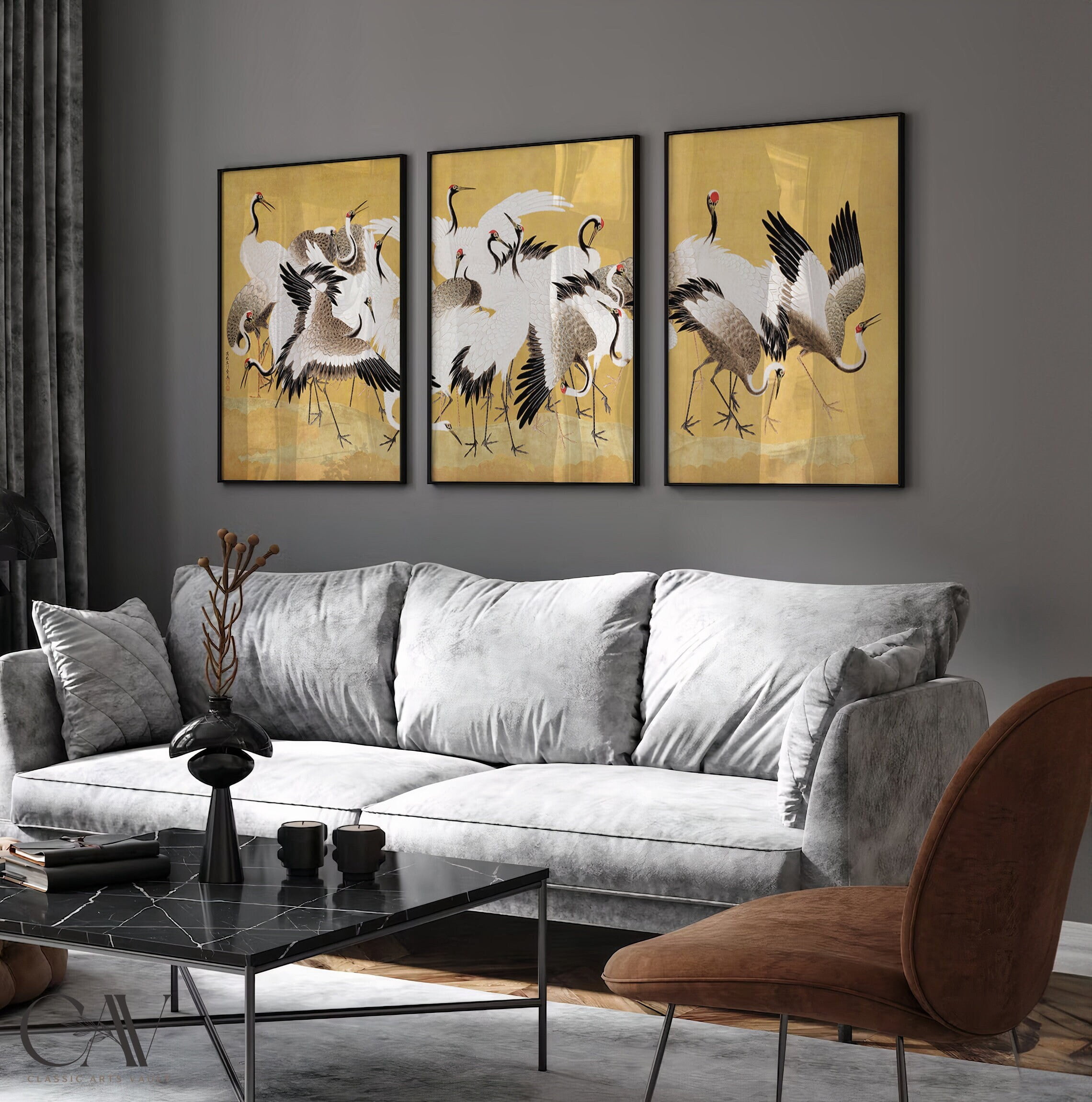 Japanese Cranes Art Print Vintage Poster Ishida YÅ«tei Asian Decor