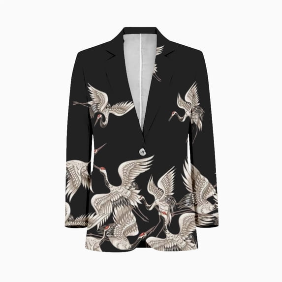 Japanese Cranes Mens Suits Shawl Collar Slim Fit Suit Mens Groom Jacket Tuxedos for Wedding Dress Evening