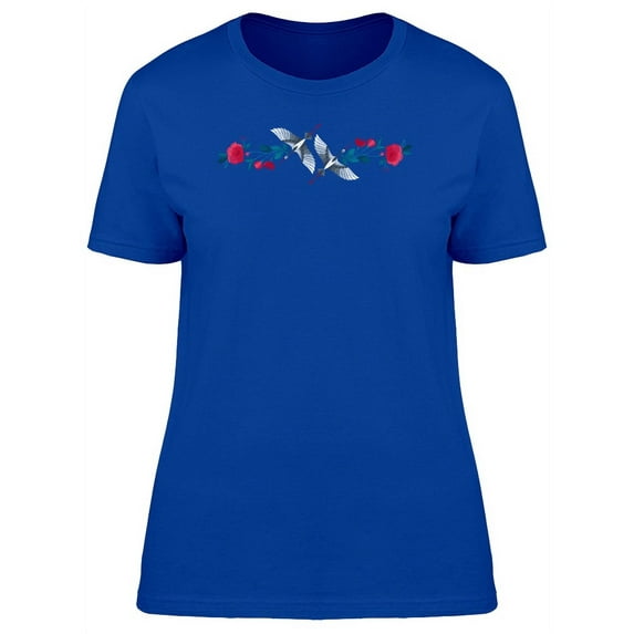 Japanese Cranes With Flowers T-Shirt Women -Image by Shutterstock, Female Medium