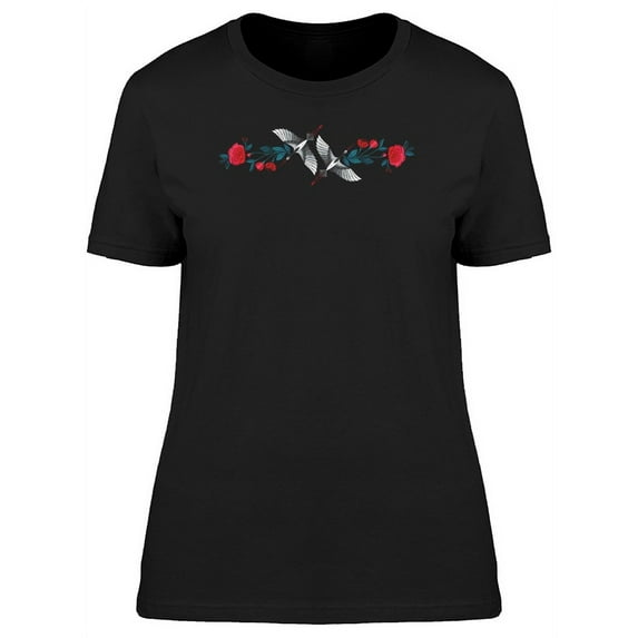 Japanese Cranes With Flowers T-Shirt Women -Image by Shutterstock, Female XX-Large