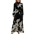 thumbnail image 1 of Japanese Cranes Women's Long Dress Long Sleeves Dress Vintage Dresses Party Maxi Dress High Waist Dress, 1 of 4