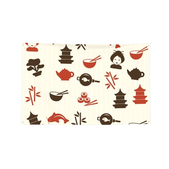 Japanese Culture Japan Four Hole Decorated Banner Flag for Garden Yard Home Decoration Indoor Outdoor 3x5 Ft