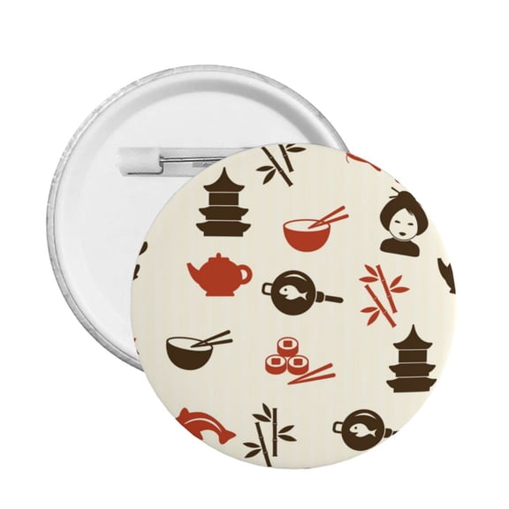 Japanese Culture Japan Round Button Pin Badge 5PCS Pinback Buttons Lapel Pin for Jacket, Backpack, Hat, Party Favor, Gift