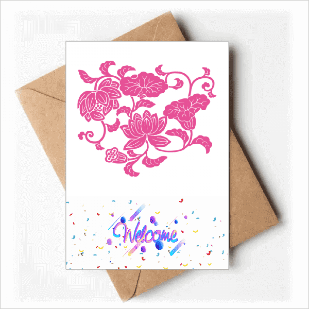 Japanese Culture Red Flower Welcome Back Greeting Cards Envelopes Blank