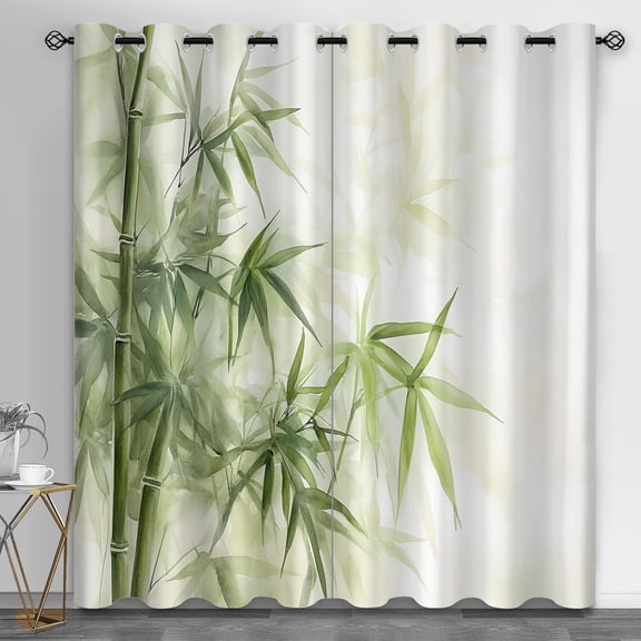 Japanese Curtains Home Decor, Tradition Blackout Curtains for Bedroom Living Room, Ink Painting Window Treatments, Thermal Grommet Oriental Chinese Drapes-52"W x 54"L (Pack of 2)