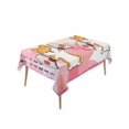 thumbnail image 1 of Japanese Cute Dogs Table Cloth, Waterproof Tablecloth for Rectangle Tables, Pink Yellow Modern Abstract Waves Reusable Washable Fabric Table Cover for Restaurant Kitchen Dining Tables 60"x120", 1 of 9