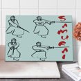 thumbnail image 1 of Japanese Cutting Board, Fight of Samurai with Katana on White Background Martial Art Pattern, Decorative Tempered Glass Cutting and Serving Board, Large Size, Red Black, by Ambesonne, 1 of 5