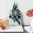 thumbnail image 1 of Japanese Cutting Board, Vintage Style Oriental Themed Demon Samurai Eastern Style Martial Art Print, Decorative Tempered Glass Cutting and Serving Board, Wine Bottle Shape, Black White, by Ambesonne, 1 of 5