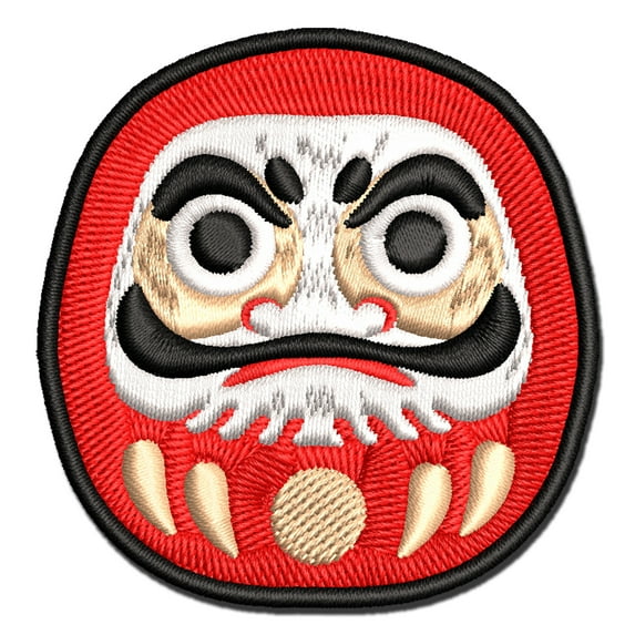 Japanese Daruma Doll Zen Buddhism Bodhidharma Applique Multi-Color Embroidered Iron-On Patch - 2.5 Inch Small