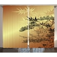 thumbnail image 1 of Ambesonne Japanese Curtains 2 Panel Set, Folk Sunset Ethnic Branch, 108" x 84", Sepia Black, 1 of 3