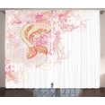 thumbnail image 1 of Ambesonne Fish Curtains 2 Panel Set, Pink Floral, 108" x 90", Pink Yellow, 1 of 3