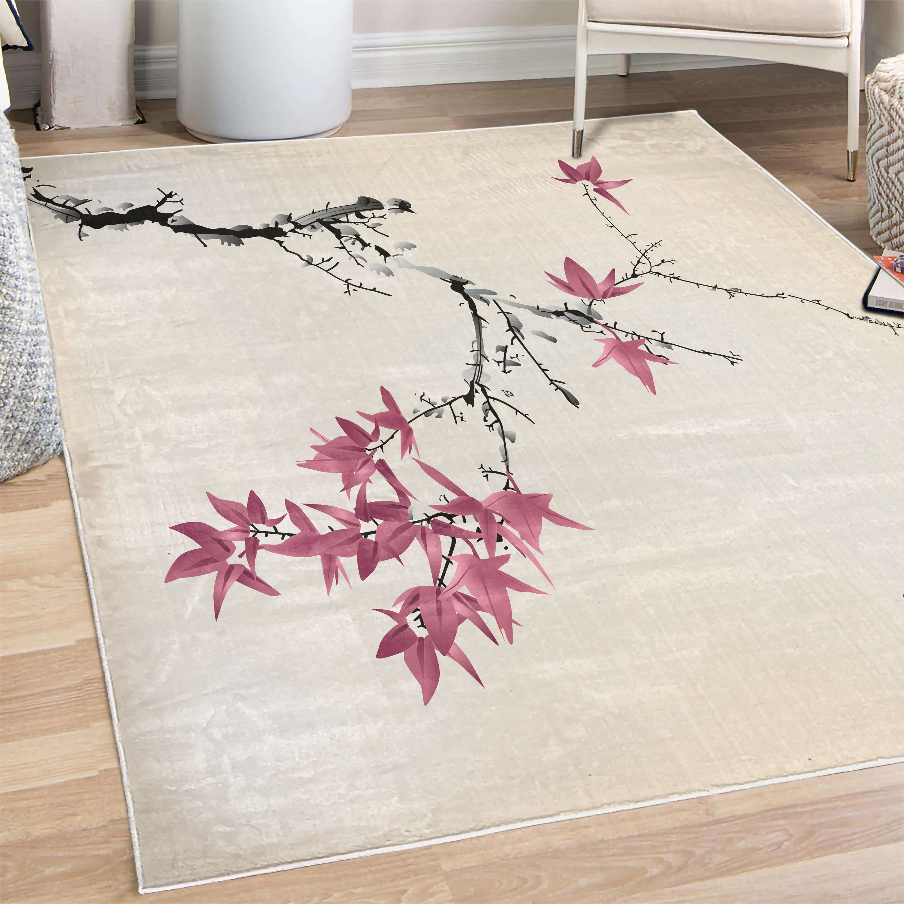 Sakura Rug Ambesonne Japanese Sakura Tree Area Rug, Spring Themed Watercolor ...