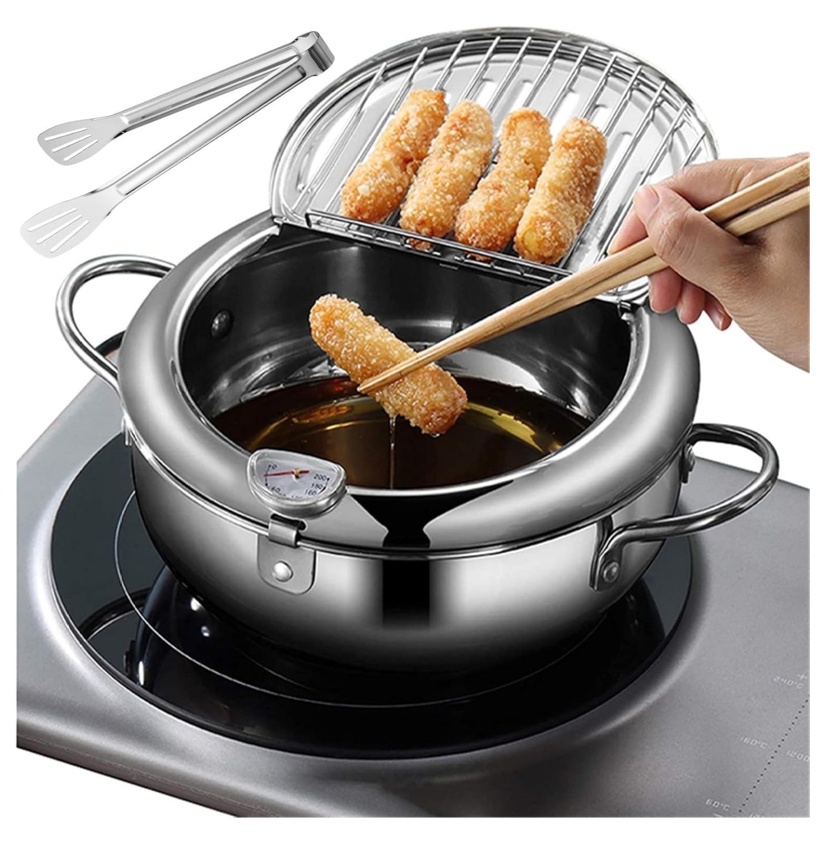 Japanese Deep Fryer Pot, 11inch/4.2L Japanese Frying Pot With Oil