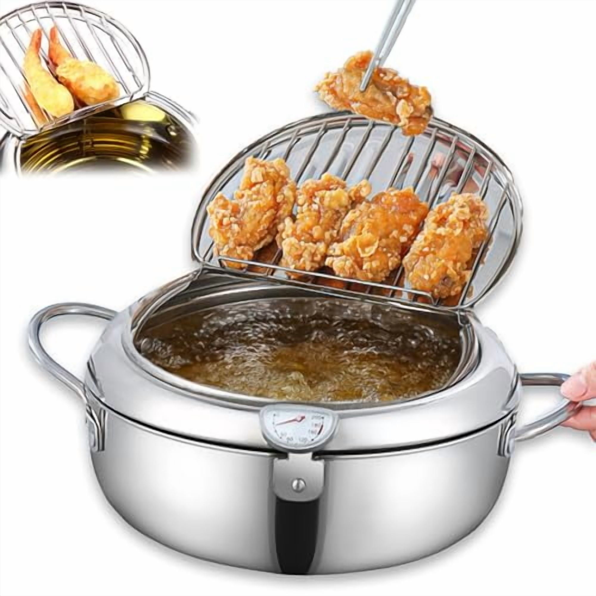 Japanese Deep Fryer Pot, 304 Stainless Steel Frying Pot with ...