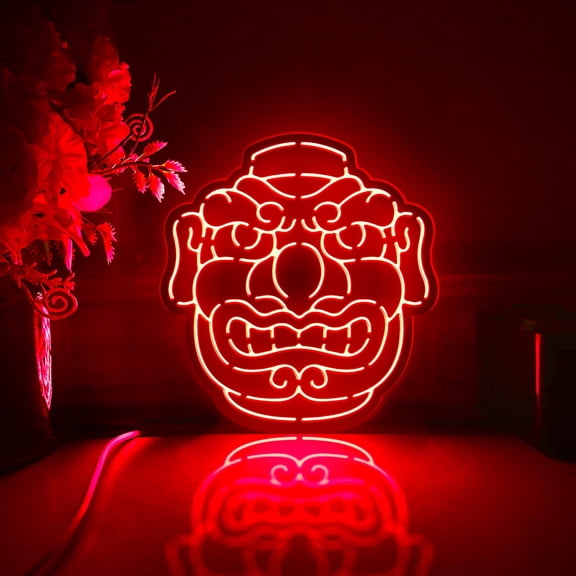 Japanese Demon Culture Led Light Box, Dimmable Neon-Like Light Signs USB Power for Wall Decor Bedroom Decoration, RGB Light (WxH) 6"x7"